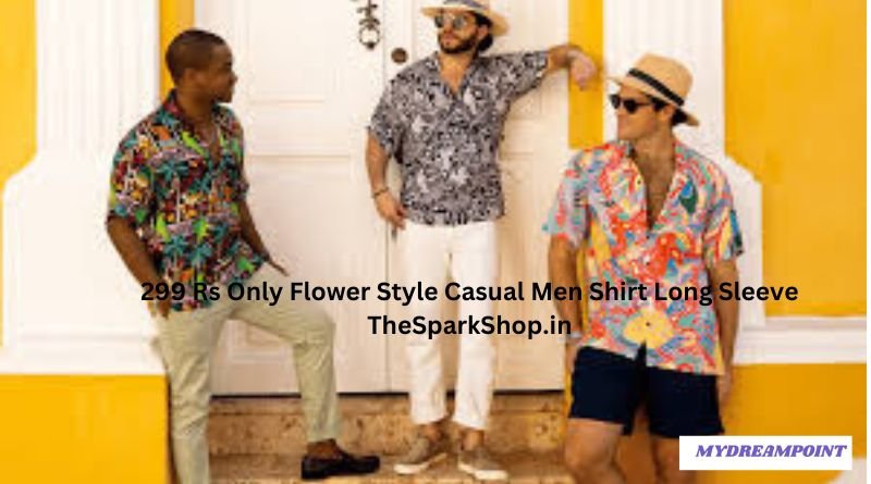 299 Rs Only Flower Style Casual Men Shirt Long Sleeve TheSparkShop.in